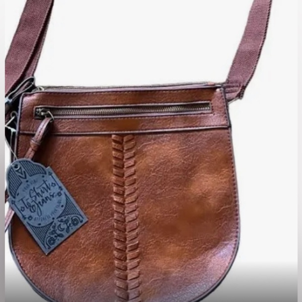 TShirt and Jeans Women's  Saddlebag Crossbody Bag, Cognac. NWT